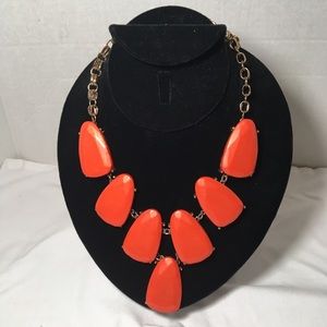 Vintage Womens Orange 2 Inch Diamond Cut Triangular Shaped Statement Necklace